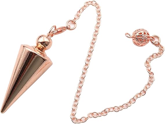 Copper Pendulum for Divination, Spiritual Point Reiki Cone Pendant Divination Healing Dowsing Pendulum, Metal Dowsing Pendulum for Chakra Testing, Tantrism,Spiritualism(Color:Rose Gold)