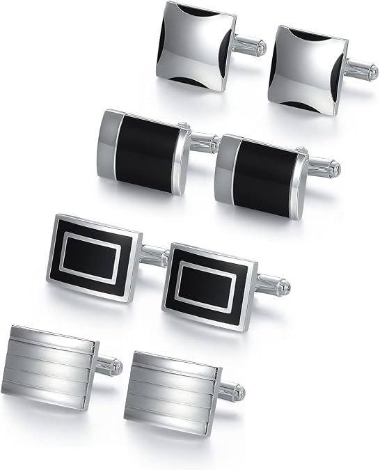 UJOY Mens Cufflinks Set 4 Pairs Formal Business Shirts Dress Buttons Cuff Link Box Packed T0204001