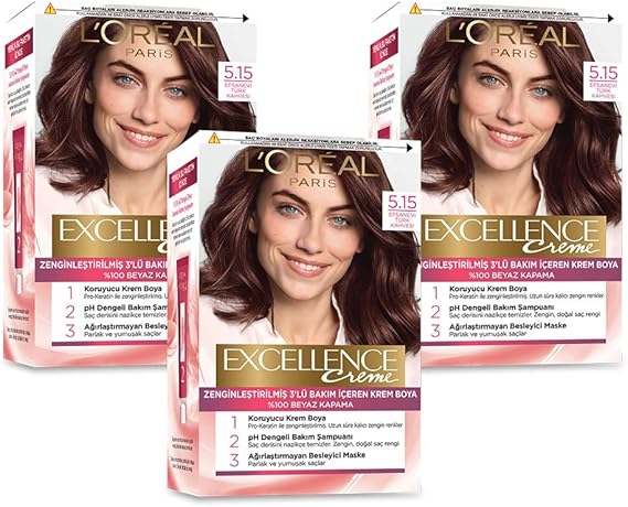 L’Oréal Paris Excellence Creme Saç Boyası 5.15 Efsanevi Türk Kahvesi 3'lü Set