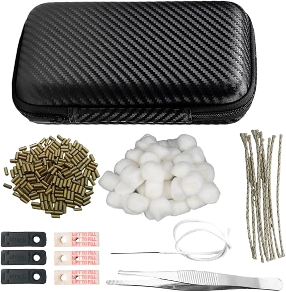Lighter Repair Kit with Case - Vintage Petrol Fluid Maintenance Kit, Universal Accessories with 150 Flints, 30inch Wick, Cotton Pads, Tweezers, Seals & Felt for Zippo Antique Classic Lighters