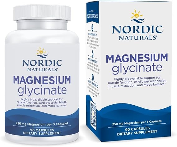 Nordic Naturals Magnesium Glycinate, 250mg - Vegetarian Capsules - 90 Count