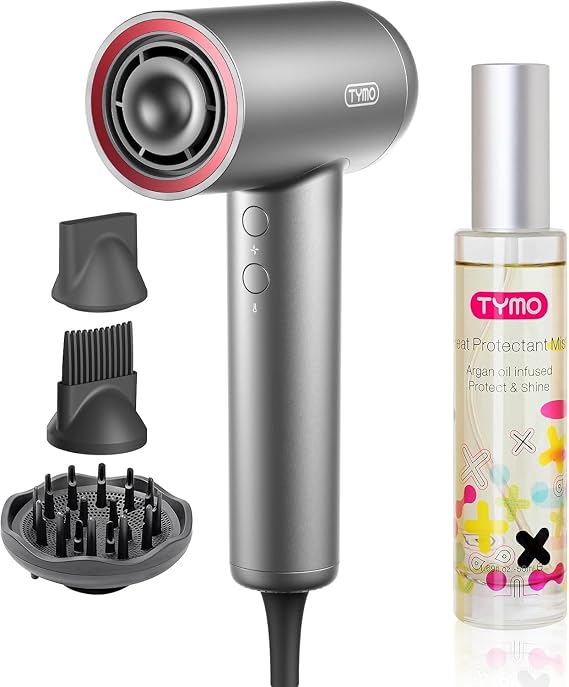 TYMO Heat Protectant Spray for Hair + Hair Dryer with High Speed Brushless Motor