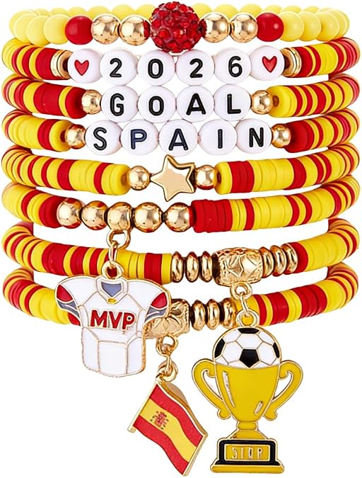 2026 Soccer World Cup Stackable Beaded Bracelet Game Day Cheering Soccer Stretch Bracelets Football Cup National Team Sports Fans Bracelet