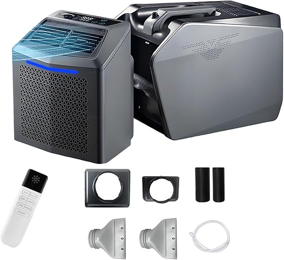 POG-2 Split-Type Camping Air Conditioner DC 48V/450W, New Portable Tent Air Conditioner, 6000 BTU Cooling, Fan, Dehumidify, and Sleep 4-In-1 Modes, Up to 10㎡/107 sq ft, All-in-One Climate Control