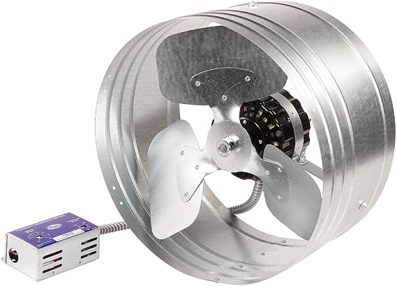 Master Flow GAF 1600 CFM Power Gable Mount Fan With Humidstat & Thermostat (HT1): Easy Installation & Efficient Exhaust Ventillation|High Airflow Capacity for attic spaces upto 3000 sq.ft. - EGV6HT