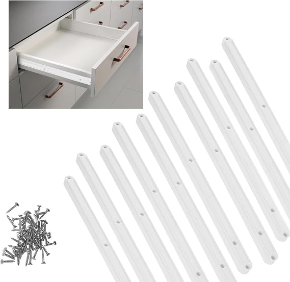 SANTUO 10Pcs 300mm Plastic Drawer Runners with Screws, Soft-Close Drawer Slides and Replacement, Heavy Duty Draw Runners Set for Kitchen Cupboard, Wardrobe, Desk Drawer Repair (Thickness: 13mm)