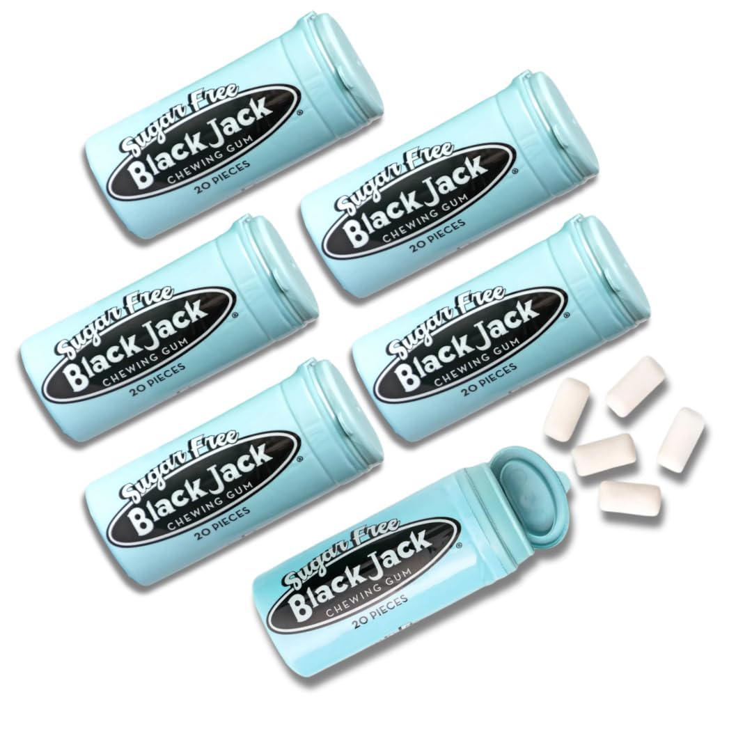 SUGAR FREE Chewing Gum - Variety Pack of 4 - Clove, Black Jack, Beeman's & Teaberry - 20 Piece Resealable Tubes - One Each