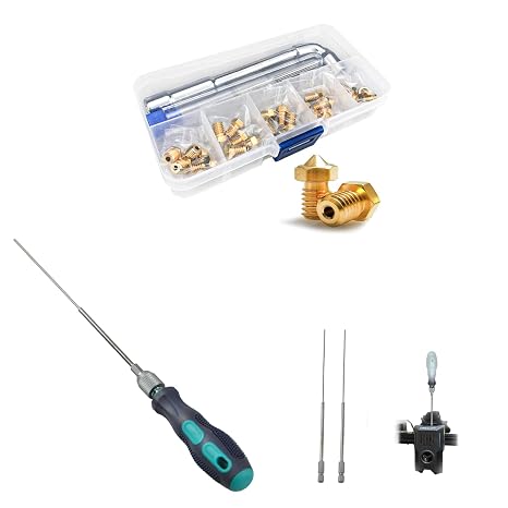 Nozzles 25 pcs 3D Printer Extruders Brass Nozzles for V5-V6 3D Printer, 1.7mm L200mm Prolong Throat Piercing Needle 3D Printing Tool for Any 1.75mm Nozzles