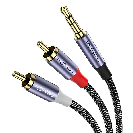 MOSWAG 3.5mm to RCA Cable Headphone to RCA Cable AUX to RCA Audio Cable 3FT