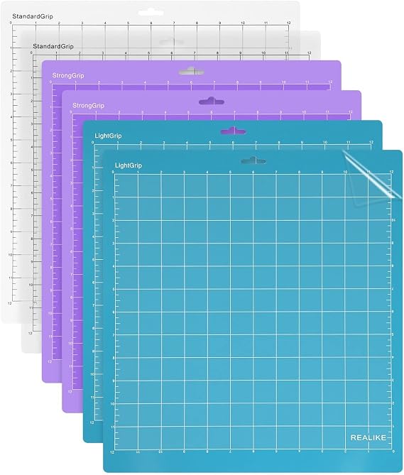 REALIKE 12x12 Cutting Mat for Silhouette Cameo 5/4/3/2/1 (6 Mats - 2 StandardGrip, 2 LightGrip,2 StrongGrip), Variety Cut Mats Replacement Accessories for Silhouette Cameo