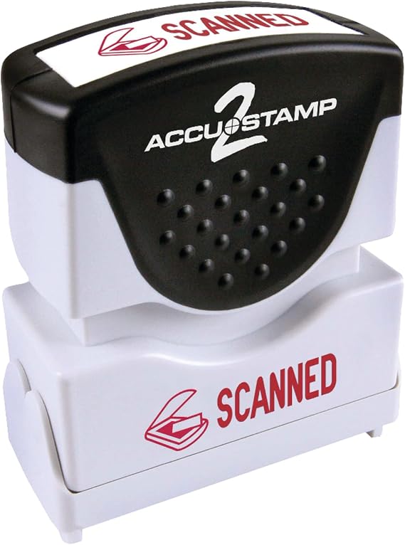 Accu-Stamp2 Shutter One-Color Stamp, Scanned, 1 5/8" x 1/2" Impression, Red