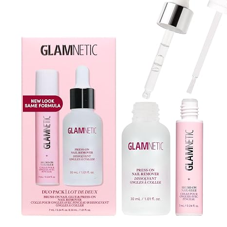 Glamnetic Brush On Nail Glue & Press On Nail Remover Duo | 2 Full Size Kit