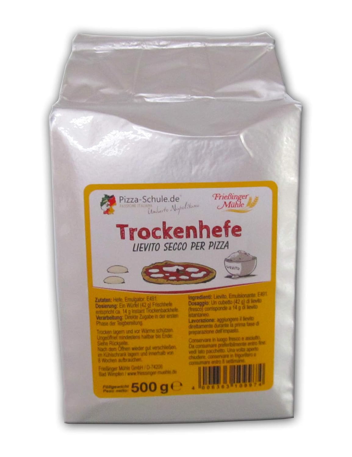 Frießinger Mühle Dry Yeast 500 g | Yeast Baking Yeast Baker's Yeast | Ideal for Bread, Pizza, Flatbread, Pastries