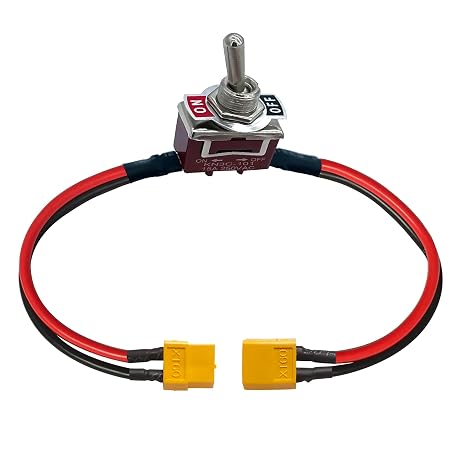 Heavy Duty Rocker Toggle Switch, XT60 Plug On-Off Electric Power Switch 20CM 12AWG Cable with Tin Plated Copper Rings On Both Sides for Drone Car RC Model Airplane ESC Lipo Battery(XT60)