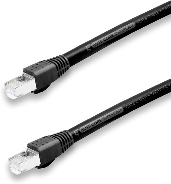 Elite Core SUPERCAT6 |Ultra-Durable Shielded Tactical CAT6 | Booted RJ45 Connectors | 2' ft, 2 (SUPERCAT6-S-RR-2)