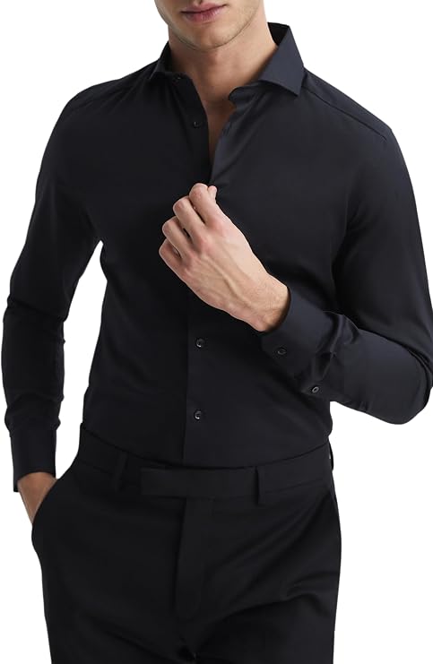 REISS Mens' Storm LS Two Fold Twill Cotton Shirt