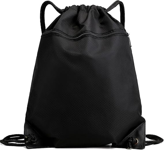 Dntorx Drawstring Backpack Waterproof Gym Bags Drawstring Sackpack, Black