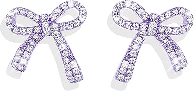 Bow Earrings for Women Trendy Sparkly Rhinestone Chain Tassel Earrings Cute Ribbon Stud Earring Daily Party Jewerly Gifts Prom Dress Accessories