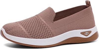 Kubbon Orthopedic Walking Shoes for Women Slip On Sneakers Mesh Up Stretch Platform Sneakers with Arch Support Diabetic Foam Shoes Lightweight Comfortable Breathable Shoe