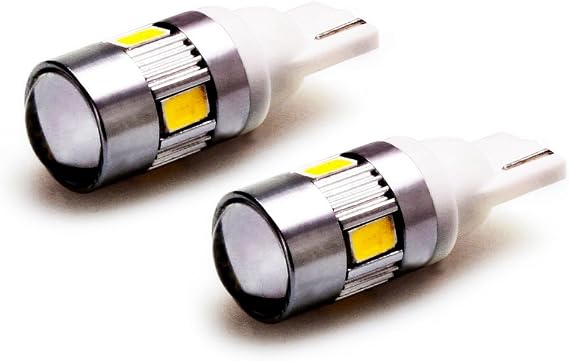 T10 W5W 168 194 12V White Canbus Error Free LED Car Light Bulb with Lens 6X5730SMD (Pack of 2)