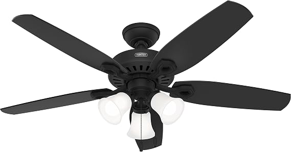 Hunter Builder, Indoor, Ceiling Fan, with LED Lights, 52 inch, Matte Black
