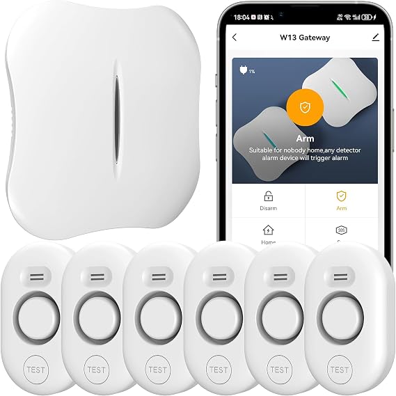 WiFi Water Leak Detector for Home with App Alert, 2.4Ghz Gateway + 6 Sensor