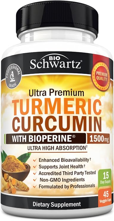Turmeric Curcumin with Black Pepper Extract 1500mg, 45 Capsules
