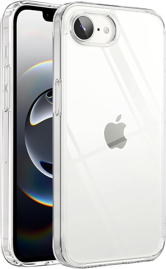Minesk iPhone 16e / 17e ile Uyumlu Crystal Clear (Ultra Şeffaf Silikon) Kılıf Arkası Sert Polikarbonat Kenarları Yumuşak TPU Darbe Emici iç Hava Yastığı Destekli Kapak (16e / 17e)