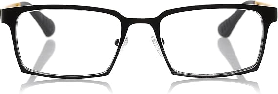 eyebobs Protractor Unisex Premium Readers, Black Stainless Steel Front with Yellow Nylon Temples in a Matte Finish, 2.25 Magnification