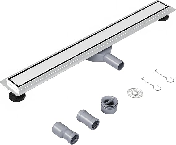 Neodrain Linear Shower Drain 90cm 2 in 1 Tile Insert Stainless Steel Shower Drain with 360° Siphon, Shower Trap, Hair Strainer