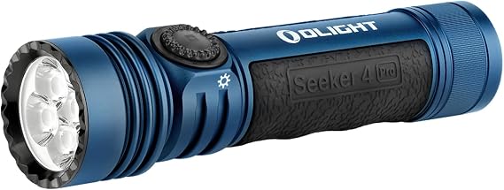 OLIGHT Seeker 4 Pro Rechargeable Flashlight Bright High Lumen Midnight Blue | 4600 Lumens, High Powerful Flash Light, with USB C Charging Holster, Waterproof IPX8 for Emergencies, Camping, Searching
