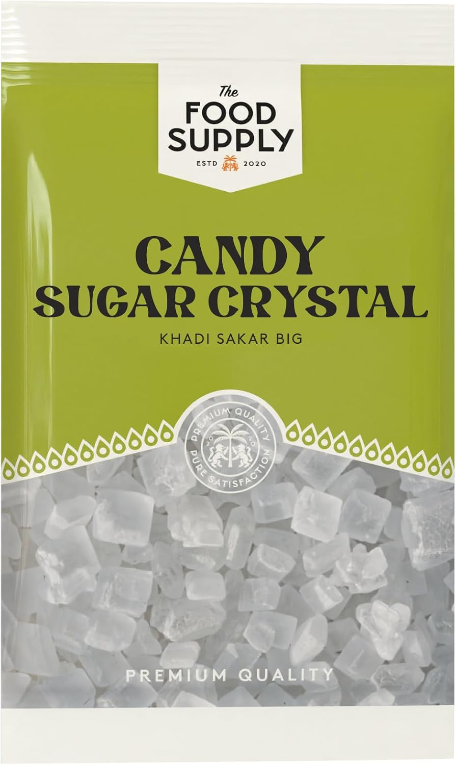 The Food Supply Candy Sugar Crystals – Large Rock Sugar Crystals for Tea, Coffee & Baking – Natural & Unrefined – Perfect for Caramelizing & Cocktails (375g)