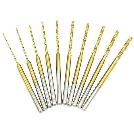 10Pcs Mini Twist Drill Bit Set - Micro Engraving Drill Bits, HSS 2.35mm Shank Titanium Coated 0.6mm to 2.2mm Tiny Drill Bit Hole Drilling Tool for DIY Resin, Jewelry, Amber, Beads and Beeswax