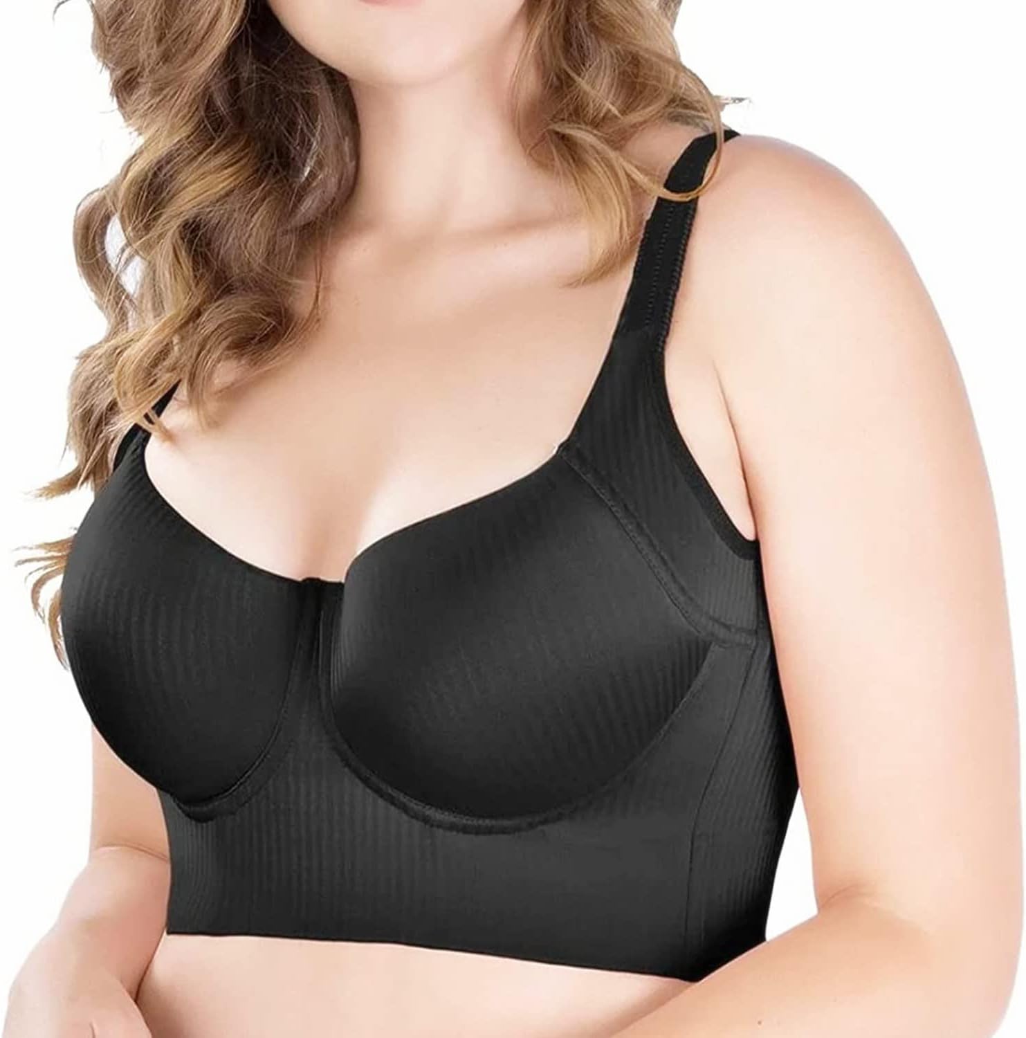 Fashion Deep Cup Bra Hides Back Fat Full Back Coverage Bra with Shapewear Incorporated Plus Size Push Up Sports Bra