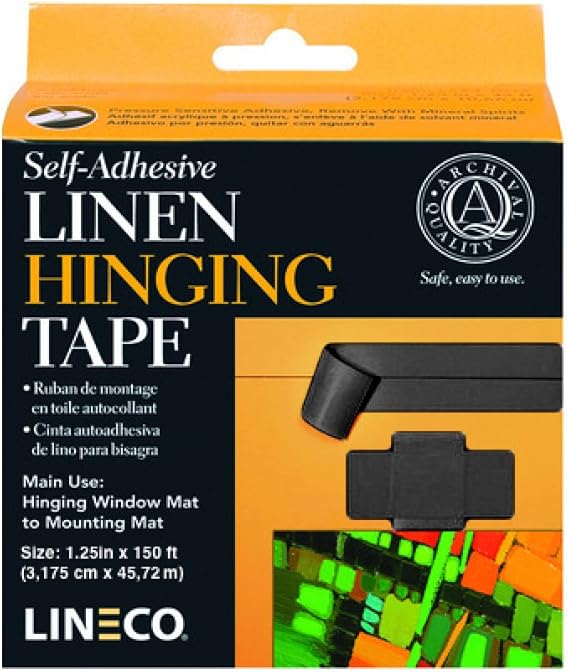 Lineco Linen Self-Adhesive Archival Hinge Tape Black 1.25'' x 150' for Framing, Matting, Bookbinding, Bookmaking, Arts, Crafts and Projects