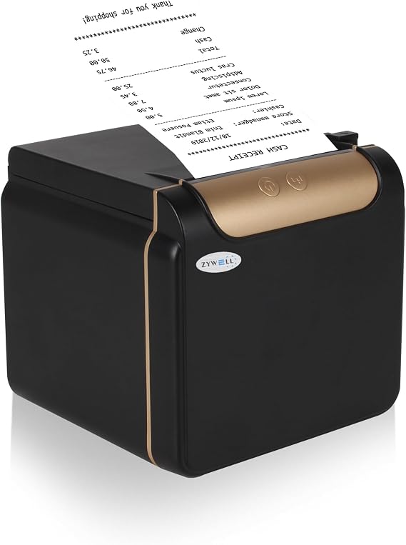 ZYWELL 58mm/80mm Thermal Receipt Printer, Kitchen POS Printer with Auto-Cutter, Audio-Visual Alarm, Front Paper Out, Support Cash Drawer Square, USB Serial Ethernet for Windows/Linux/Mac