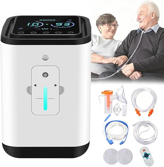 Oxygen Machine 1-7L/min Adjustable Wheelchair Oxygen Device 93%~30% High Purity Oxygen Generator for Home use