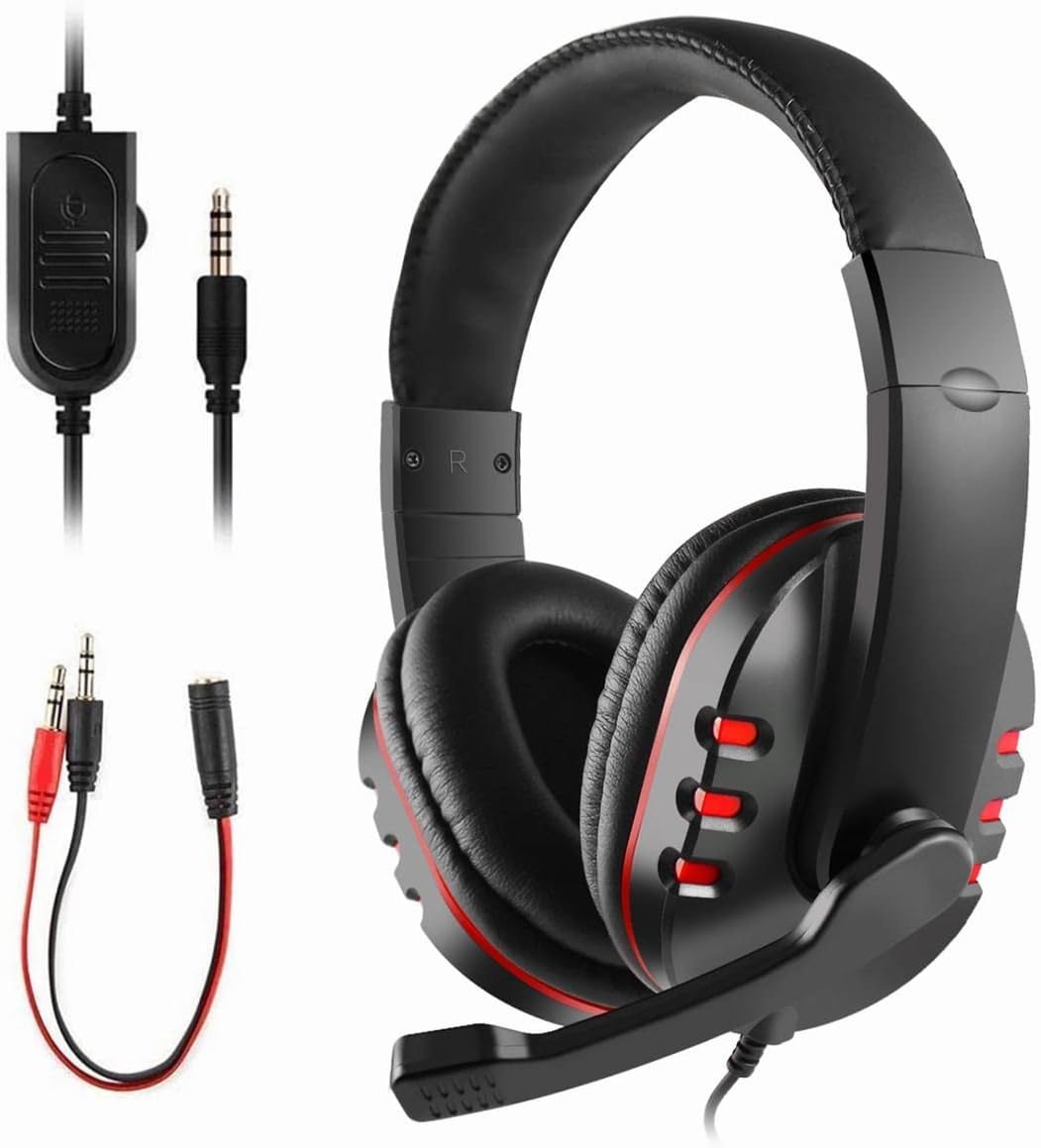 Gaming Headset for Ps-4 Xbox One S 3.5mm Wired Over-head Stereo Gaming Headset Headphone with Mic Microphone, Volume Control for Ps-4 PC Tablet Laptop Smartphone Xbox One S