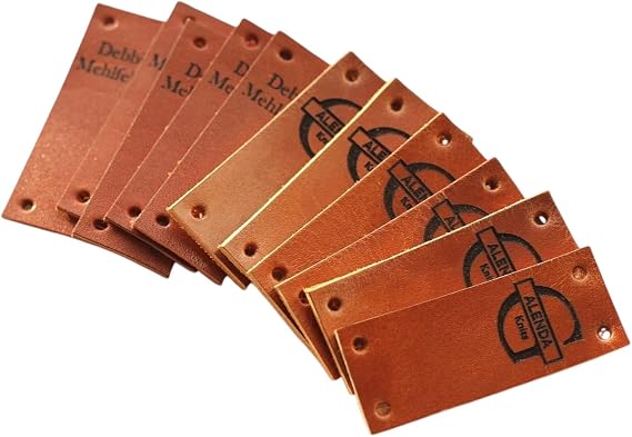 Personalized 2 x 0.8 Full-Grain Leather Labels for Handmade Items, Custom Clothing Labels