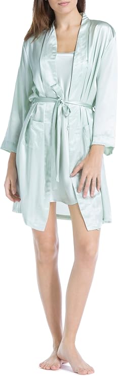 Fishers Finery Women's 100% Pure Mulberry Silk Mid-Length Robe with Pockets | Awarded Best Silk Robe
