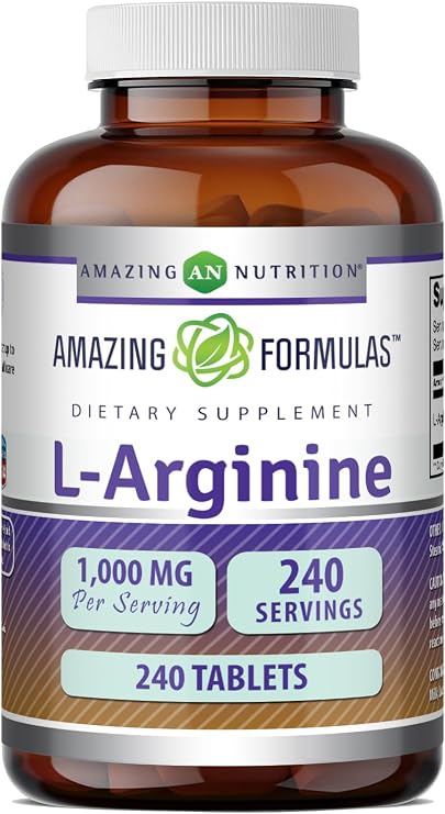 Amazing Formulas L-Arginine 1000mg Tablets | Amino Acid Supplement for Women & Men | Non-GMO | Gluten Free | Made in USA (240 Count)