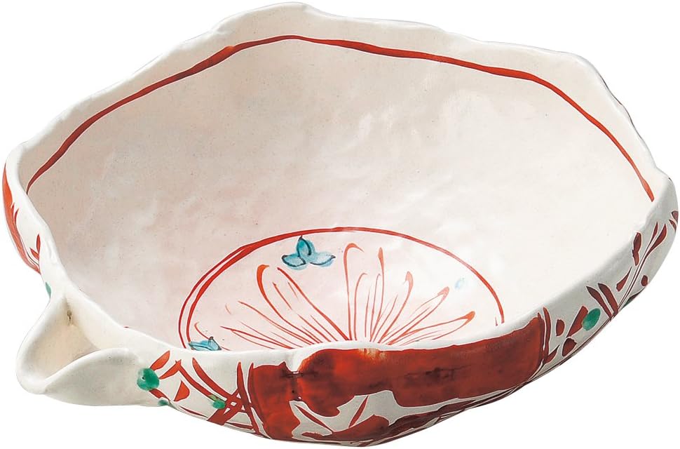 Yamashita Kogei 14069820 Large Bowl, Red, 9.6 x 7.7 x 3.4 inches 24.5 x 19.5 x 8.7 cm, Shino Akae Katakuchi 8.0 Pot