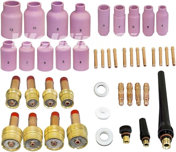 WeldingCity 44-pcs TIG Welding Torch Accessory Kit All Setups .040"-1/16"-3/32"-1/8" for Torch 17, 18 and 26 Weldcraft Miller Lincoln Hobart ESAB