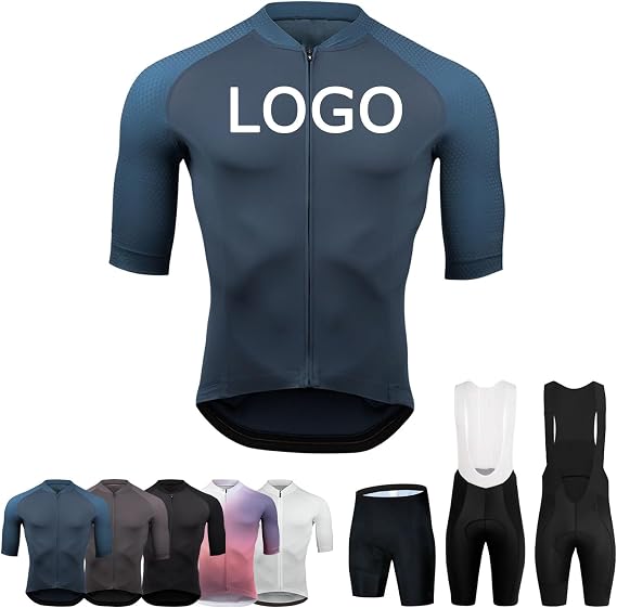 Personalised Cycling Jersey Mens Short Sleeve Quick Dry Customised Mountain Bike Jersey with Team Name Logo Racing Bicycle Clothes(Blue)