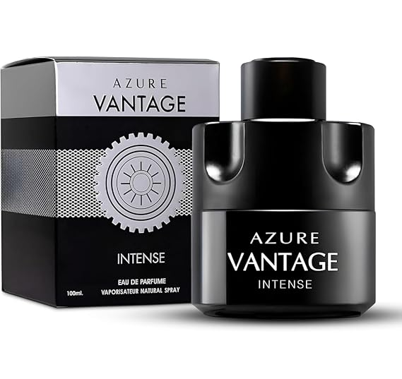 Long Lasting Azure Vantage Intense For Men (Inspired By Most Wanted) 3.4 Fl Oz/ 100 ML, Top Notes of Cardamom-Toffee Milky Undertone- Base Bourbon Vanilla & Vetiver - Natural Spray