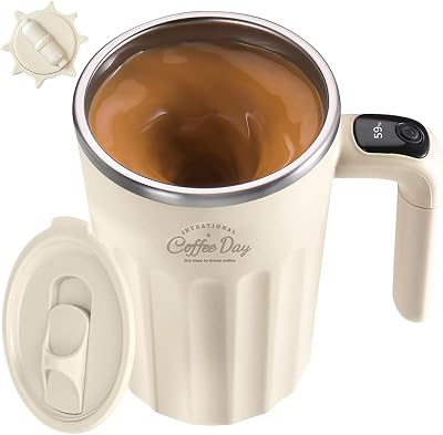 Drink Stirrer,Self Stirring Mug,Self Stirring Coffee Mug,Suitable for Coffee, Milk, Cocoa and Other Beverages Cream White