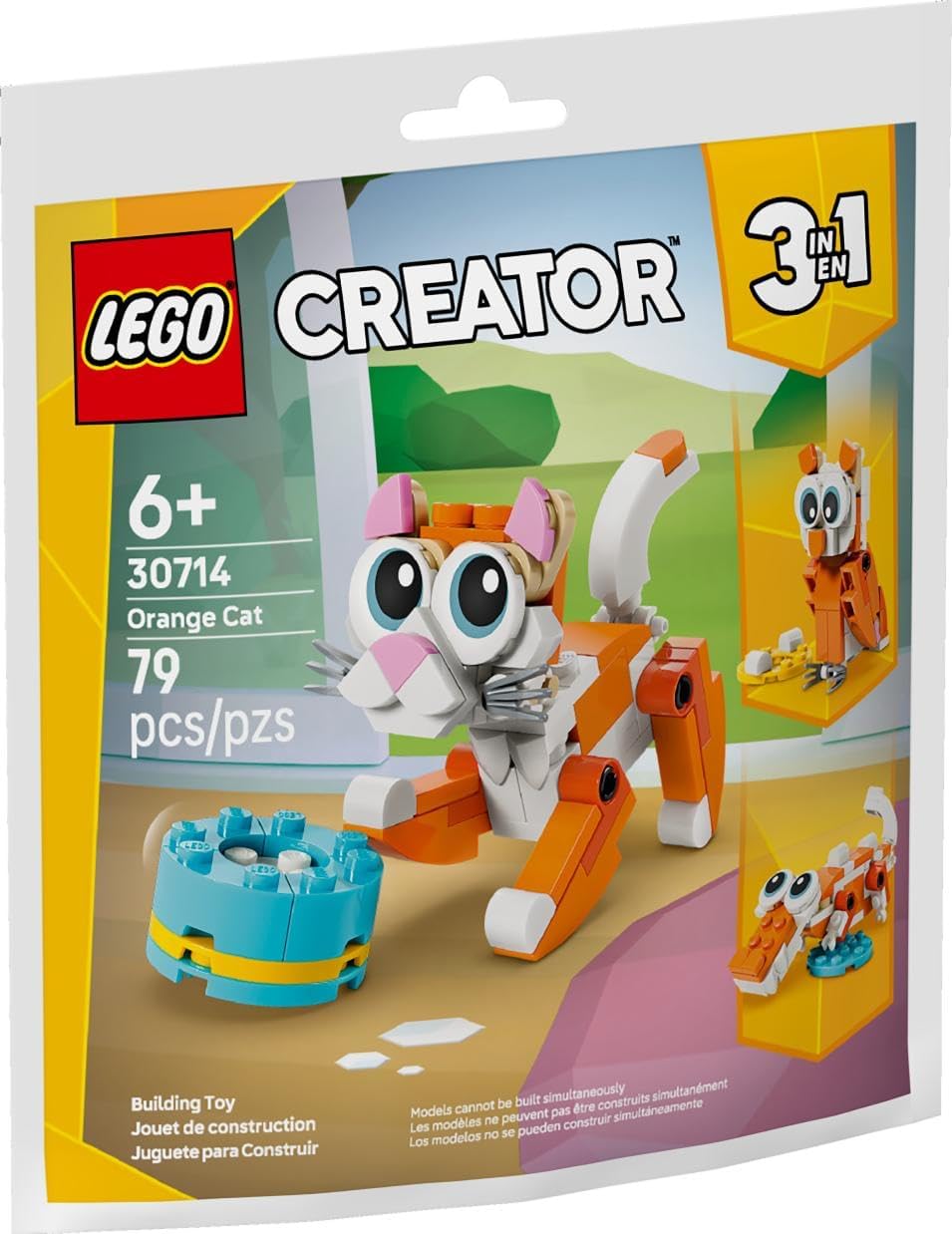 LEGO Creator Turuncu Kedi 30714 – 6 Yaş ve Üzeri Kız ve Erkek Çocuklar için Timsaha ve Yuvası, 2 Yumurtası Olan 1 Baykuşa Dönüşebilen Yaratıcı Oyuncak Yapım Seti, Doğum Günü Hediyesi Fikri (79 Parça)