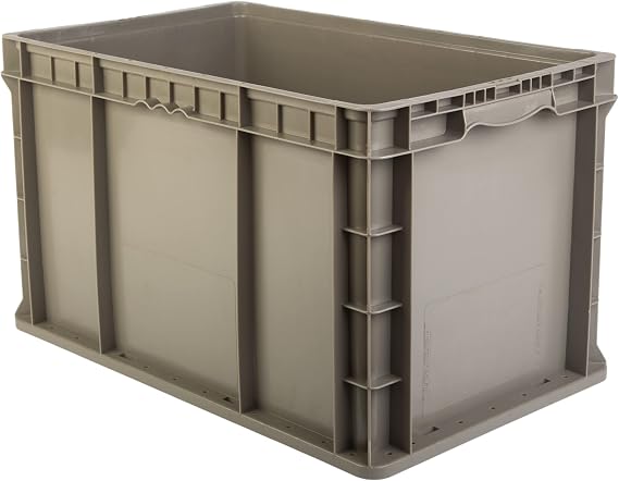 Hudson Exchange 24 x 15 x 14.5" (1 Pack) Straight Wall Handled Storage Container Tote, Gray/Brown