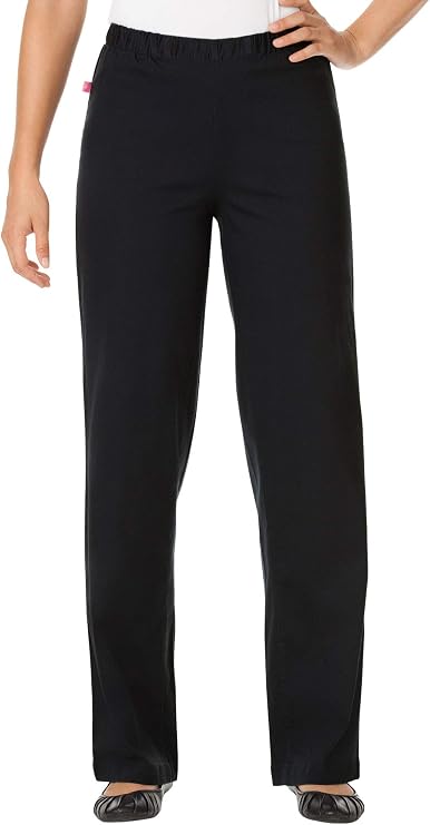 Woman Within Fineline Stretch Denim Wide-Leg Pull-On Jeans