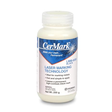 CerMark LMM-6000 Black Laser Marking Coating Paste for Stainless Steel and Metals Use with CO2 & Fiber Lasers Permanent, High-Contrast Marks Ideal for Industrial & DIY Use (250g)